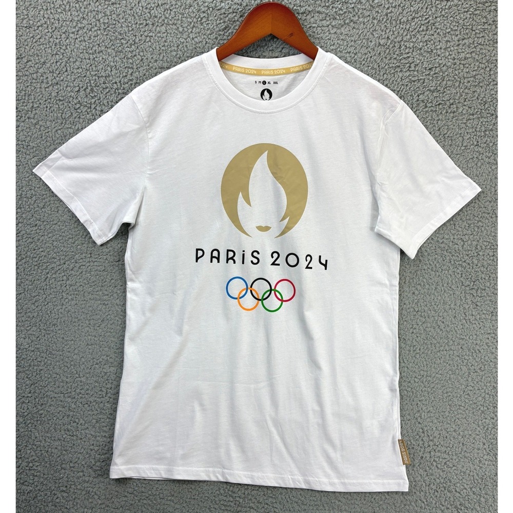 Paris 2024 Olympic Games Official Graphic T Shirt Mens L White Souvenir Sports